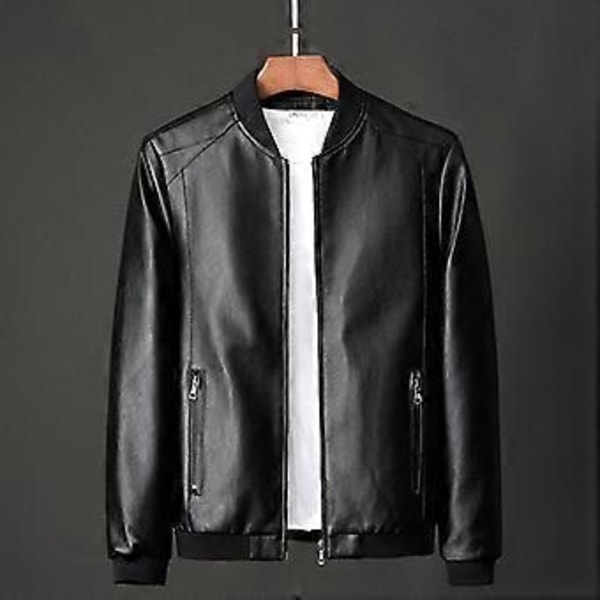 Vår Høst Nytt Lær Herre Casual Jakke Koreansk Moderne Slim-fit Kjekk Ungdoms Motorsykkeljakke (XL brun)