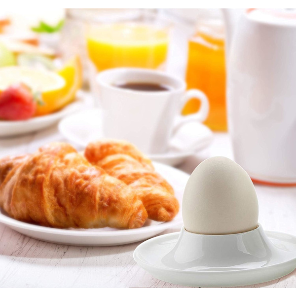Hvit Keramisk Eggkopp Sett med 6, Egg Tilbehør Perfekt Bord Servi