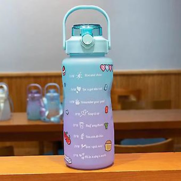 Gradient Vandflaske BPA-fri 1,5/2L Drikkeflaske med Sugerør til Fitness (1500ml Gradient Lilla)