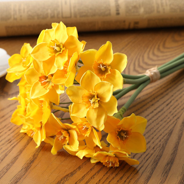 3 st konstgjorda påskliljor, siden falska narcissus blomma buq