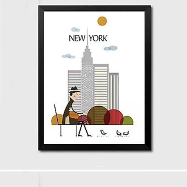 Wekity Minimalistisk Stadslandskap 2 Väggkonst Canvas Print Poster, Enkel Mode Vattenfärgskonst Ritning Dekoration för Hem Vardagsrum Sovrum Kontor och Chi