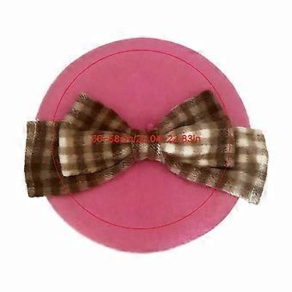 Retro Pompom Vinter Beret Hue Plaid Sløjfe Beret Hat Stor Sløjfe Britisk Vinter Uld Hat Retro Kunstner Maler Huer Camel (Camel)