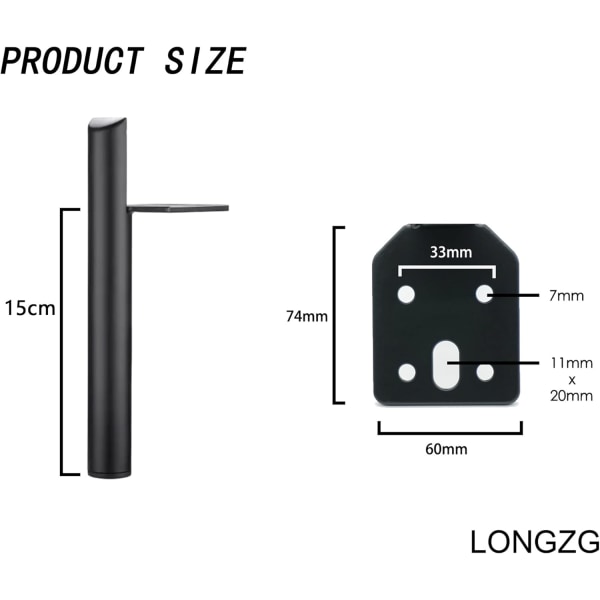 4 kappaletta 15 cm huonekalujalkaa, musta metallipöytäjalka, DIY-huonekalujalka, ruuveilla, käytetään sohviin, sohvapöytiin, TV-kaappeihin, kaappeihin, vaatekaappeihin ja muihin huonekaluihin