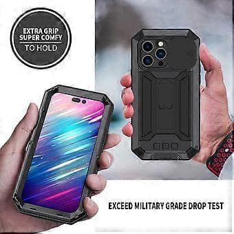 Metall + Silikon Skyddande Skal för iPhone 14 Pro Max (Svart)