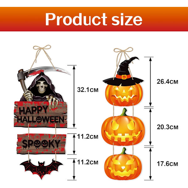 2 kpl Halloween-oven koristeet ripustin seppele etuoven Ha