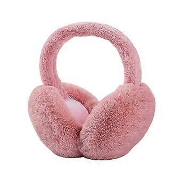 Öronvärmare för kvinnor, mjuka & varma öronöverdrag Söta plysch öronmuffar Vikbara öronmuffar för vinter (rosa)