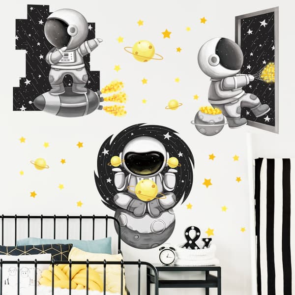 PlanèTe Espace Sort & Hvid Vægstickers Rum Planet Aut