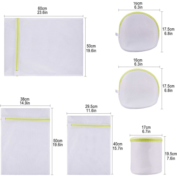 6Pcs Net Washing Machine Net Washing Net Laundry Bag with Zipper