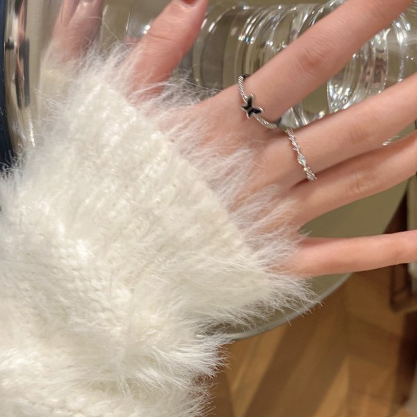 Fjärilsringar i Sterling Silver för Kvinnor, Zirkonpläterade och Stapelbara