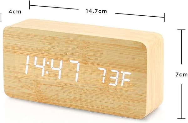 Træ Digital Vækkeur, Træ Multifunktion LED Vækkeur