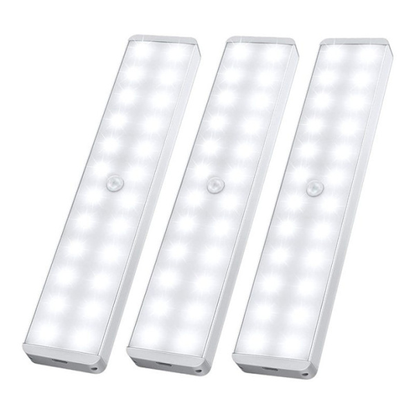 LED-skaplys, nyeste 24 LED-dimmer USB-oppladbart Moti