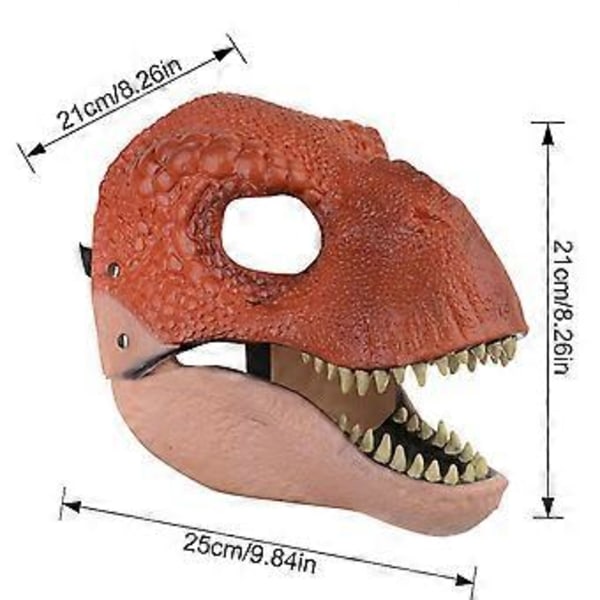 Dinosauriemask, Jurassic World Dinosaurieleksaker med öppningsbar rörlig käke, velociraptor-mask (Brun)