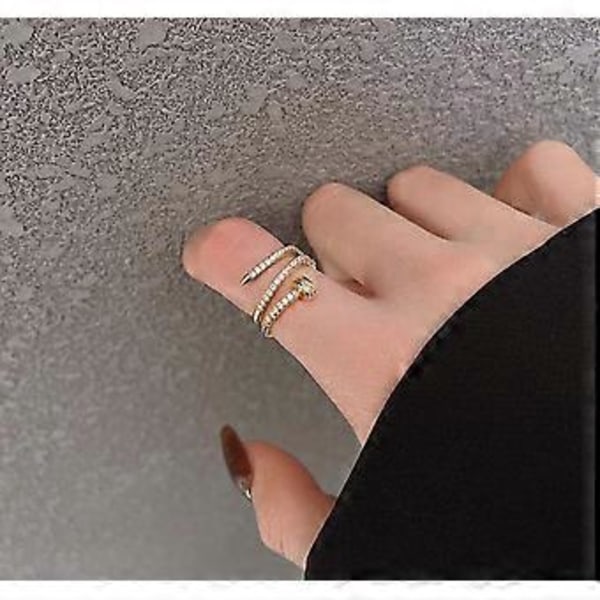 Negl Ring til Kvinder Piger Cubic Zirconia Ringe Delikat Spiralringe KPOP Pegefinger Ring Guld Negl Pegefinger Ringe Justerbare Åbne Ringe Fødselsdag Ch