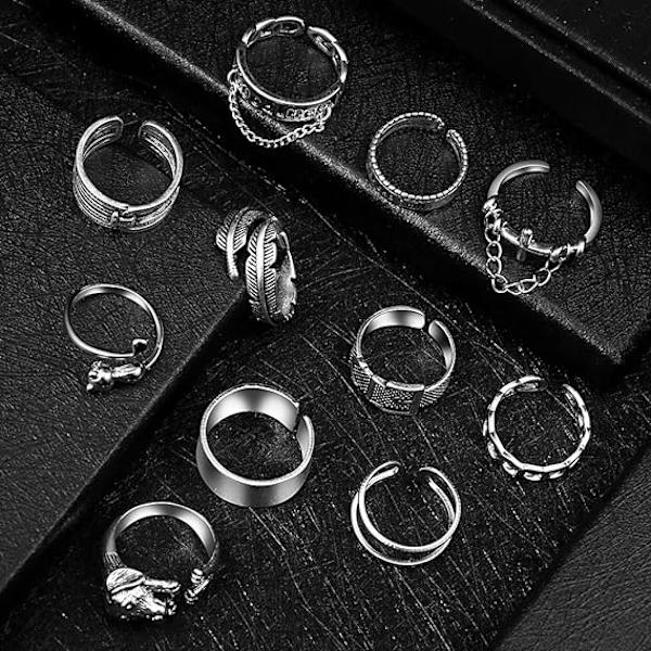 20 stk Åbne Ringe Frø Blad Kæde Justerbar Ring til Kvinder Mænd G*