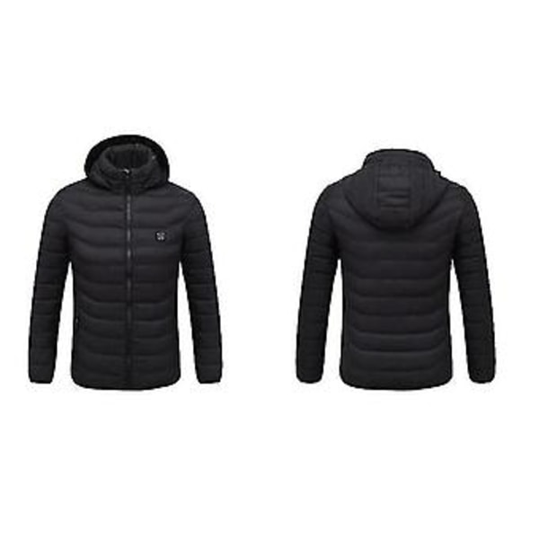 Oppvarmet jakke, Vinter Utendørs Varmt Elektrisk Oppvarmingsjakke, 8 Oppvarmingsområder (2XL Svart)
