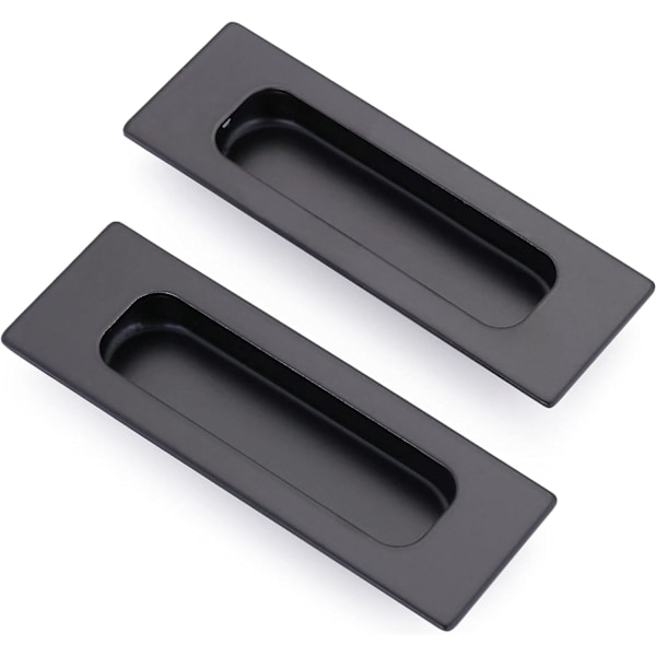 Pakke med 2 rektangulære innfelte skyvedørhåndtak 12 x 4 x 1,2 cm
