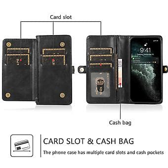 Avtakbart lærveske for iPhone 14 Plus (Svart)