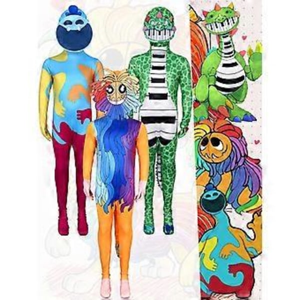 Poppy Playtime 4 Cosplay Kostym Jumpsuit Yarnaby Pianosaurus Doey Bodysuit Party Maskerad för Barn Vuxen (140 Pianosaurus)