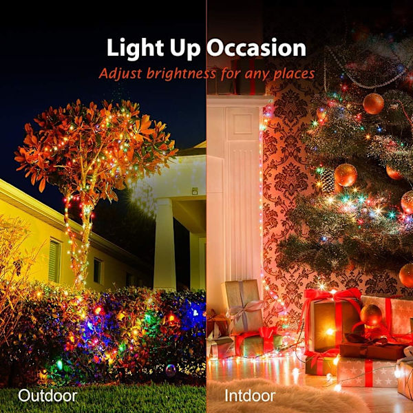2-pack 20m LED-ljusslingor med 200 flerfärgade LED-lampor, batteridrivna