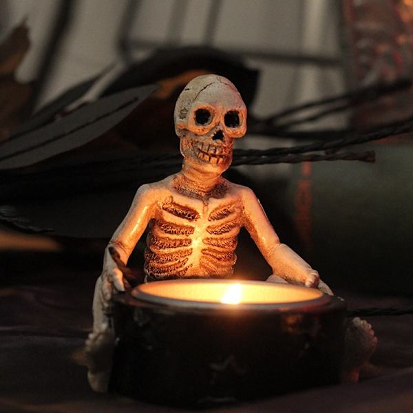 1PC Tealight Ljusstake, Hållbar Harts Halloween Candelabra Go