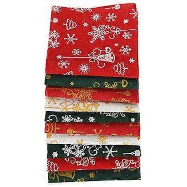 10 stk. 20x20 cm juleprintet bomuldsstof til patchwork håndarbejde DIY håndlavet sy stof juledekorationer
