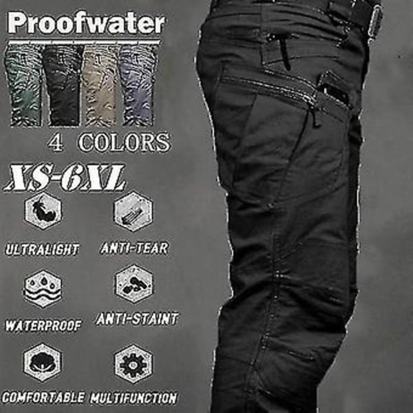 Mænds Taktiske Cargobukser Swat Bukser Udendørs Sports Vandreture Bukser Multi-lommer Bukser Træning Overalls Hærbukser-r(M Sort)