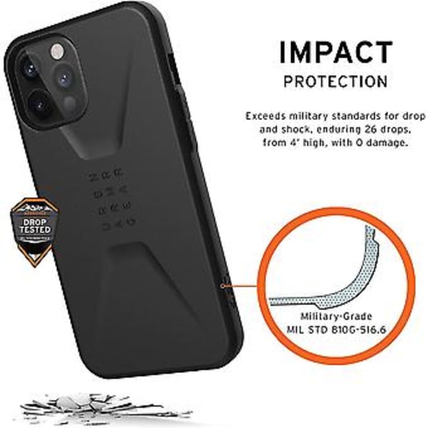 FOR Apple iPhone 12 PRO MAX  beskyttende etui (trådløs opladning kompatibel cover, knap-resistent mobiltelefon etui, ultra tynd buffer) - sort