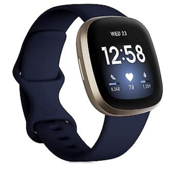 Til Fitbit Versa 3 / Sense Silikon Urrem Størrelse: L (Midnatsblå)