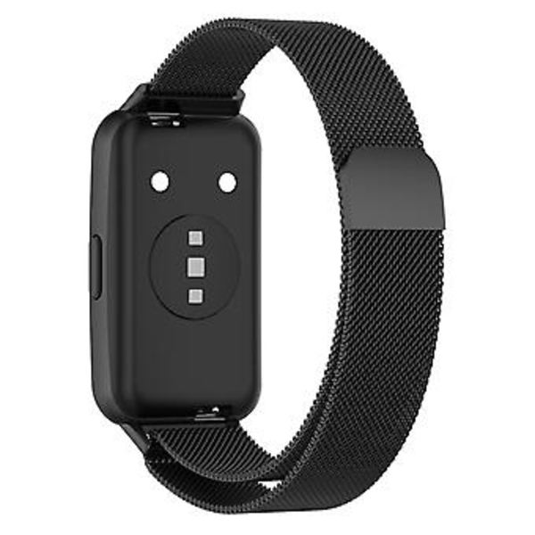 Milan Metalliskt Magnetiskt Armband för Huawei Band 7 / 7 NFC (Svart)
