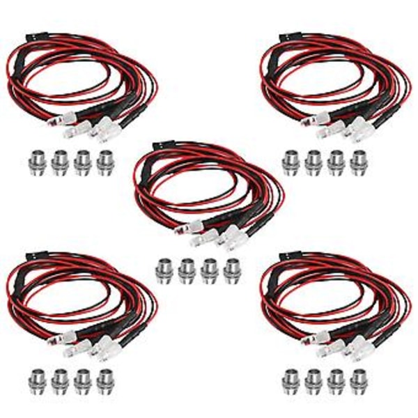 4 kpl RC-LED-valosarjaa 1/10 RC-autolle, kuorma-autolle, crawlerille, RC-mallin drift-autolle, ajovalot ja takavalot, 5 mm, monivärinen