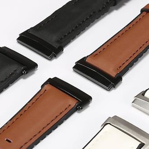 Til Fitbit Versa 3 Læder + Silikon Urrem (Hvid)