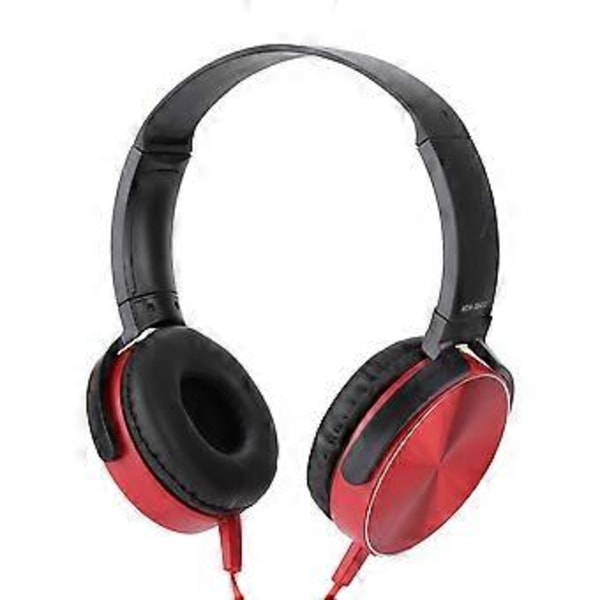Kannettavat melua vaimentavat pyörivät kuulokkeet subwoofer-äänellä, stereo, langalliset, punaiset
