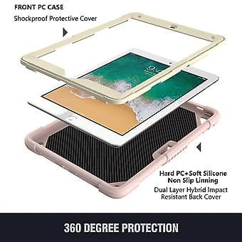 PC + Silikon Etui for iPad 9.7 2018 & 2017 / Pro 9.7 tommer (Rosa)