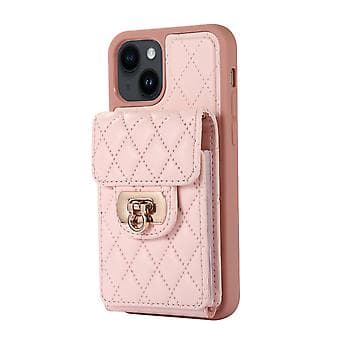 Korttipaikka Nahkapuhelinkotelo iPhone 14 Plus:lle (Vaaleanpunainen)