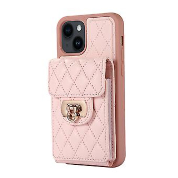 Läderfodral med kortfack för iPhone 14 Plus (Rosa)