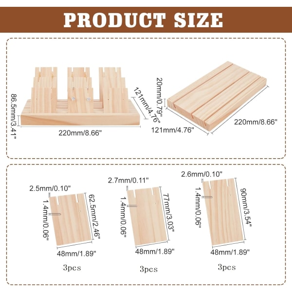 Øreringsdisplaystativer, træøreringholder med 9 stk. i træplade smykkeudstillingsholder til øre