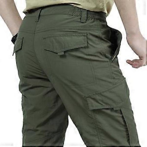 Forår og sommer tynde afslappede lige multi-lomme arbejdsbukser sportsbukser til mænd (4XL khaki)