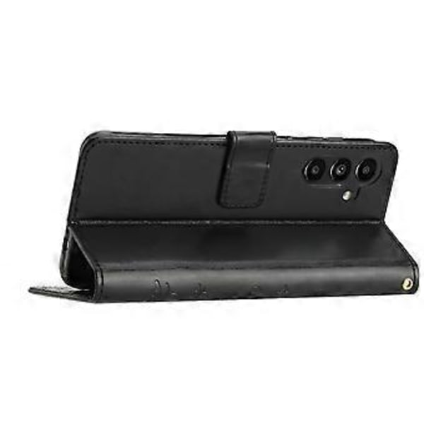 Telefonfodral med plånboksfunktion för Samsung Galaxy M14 5G, präglat med fjärilar, PU-läder, stativ och rem (Stil A)