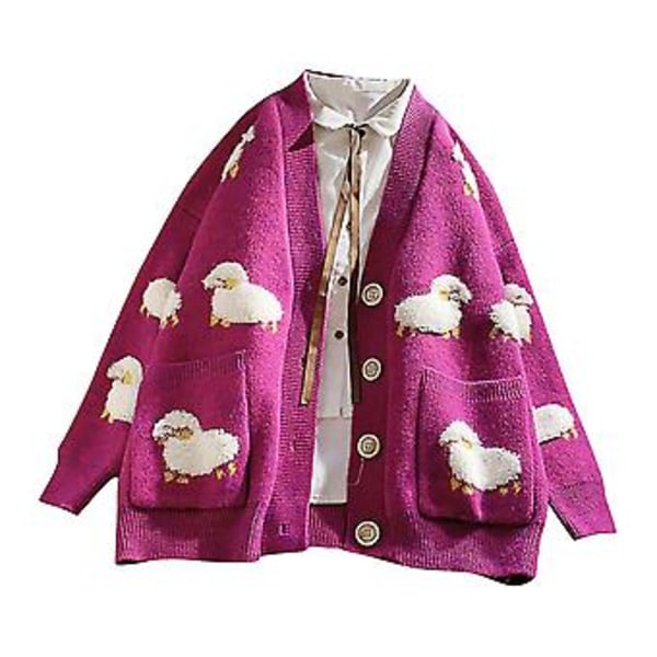 Kvinnors avslappnade långärmad randig lapptäcke lång kofta toppar blus kappa (het rosa)