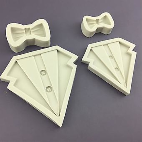 3D Jakkesæt Skjorte Sløjfe Silikoneform Fondant Kagekantforme Chokoladeform (Lille)