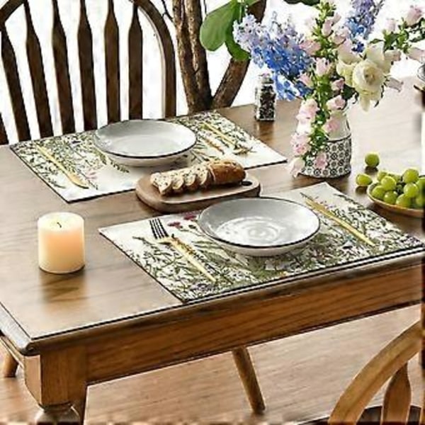 Placemats Set om 4, 12x18 Tum Säsongsbetonade Vilda Blommor Sommar Bordstabletter