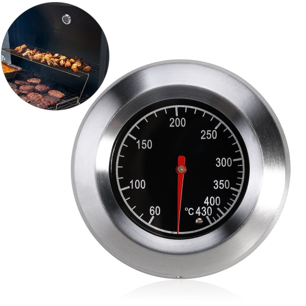 Bi-metallic analog thermometer for wood-burning oven and barbecue