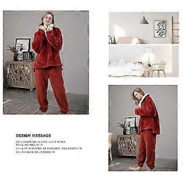 Dam Fluffig Pyjamas Set Nattlinne/YY(L Röd)