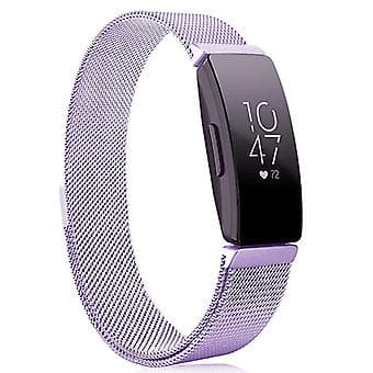 Til Fitbit Inspire /HR /2 Milanese Rustfrit Stål Magnetisk Rem Urrem (Lille Rose Pink)