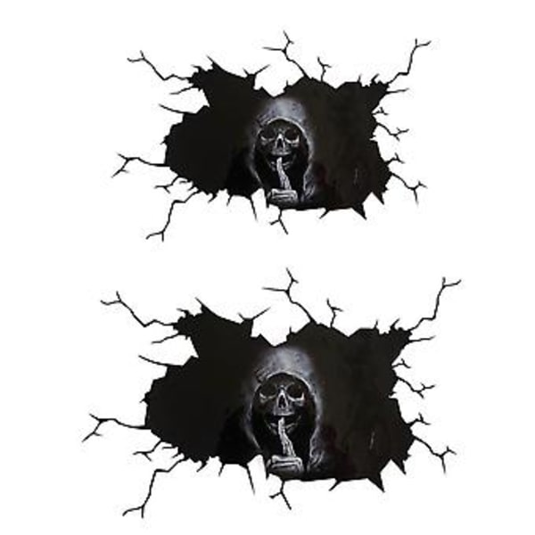 2 Personlige Bilstickers Skalle Bilstickers Glasstickers Halloween Skalle Vægstickers Stue Soveværelse Vindue (40x30cm)