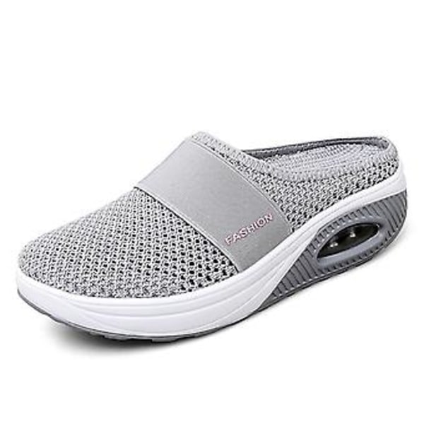 Promenadskor Andningsbara Casual Mesh Slip on Walking Shoes (43 Grå)