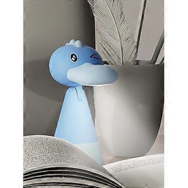 Dinosaur skrivebordslampe, studenthybel, øyebeskyttelseslampe for studenter, USB-oppladbar skrivebordslampe, lesing, læring, belysning, nattlys (Cyan)