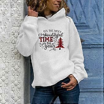 Dame Jule Oversized Hættetrøjer Fleece Hættetrøjer Casual Pullover Top Trendy Letvægts Efterår Vinter Tøj Hvid L White L
