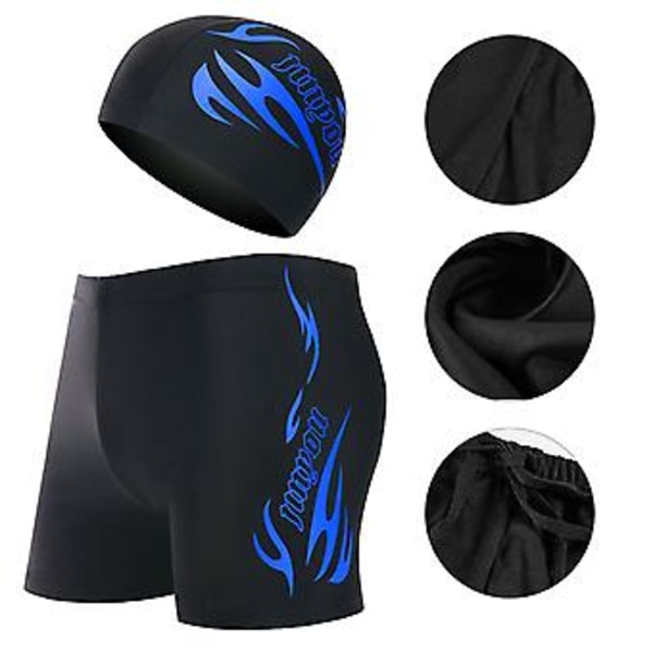 2 stk. Badebukser Hurtigtørrende Åndbar Elastisk God Syning Badehætte til Swimmingpool (XL Rød)