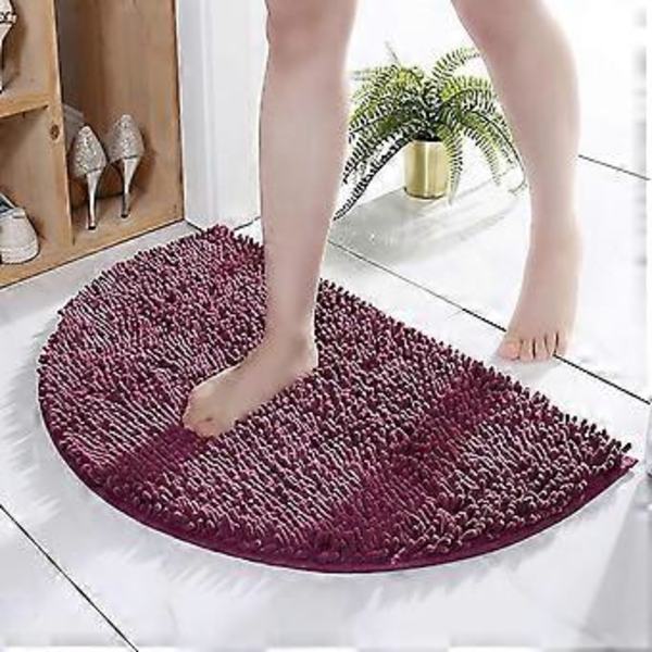 Badrumsmatta 20\"x13\" Halvrund Badrumsmatta Matta Halksäker Vattenabsorberande Snabbtorkande Badrumsmatta för Badrumsgolv Toalett Dusch Lila